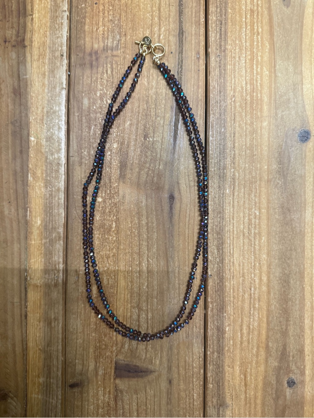Multi-Strand Iridescent Crystal Beaded Necklace